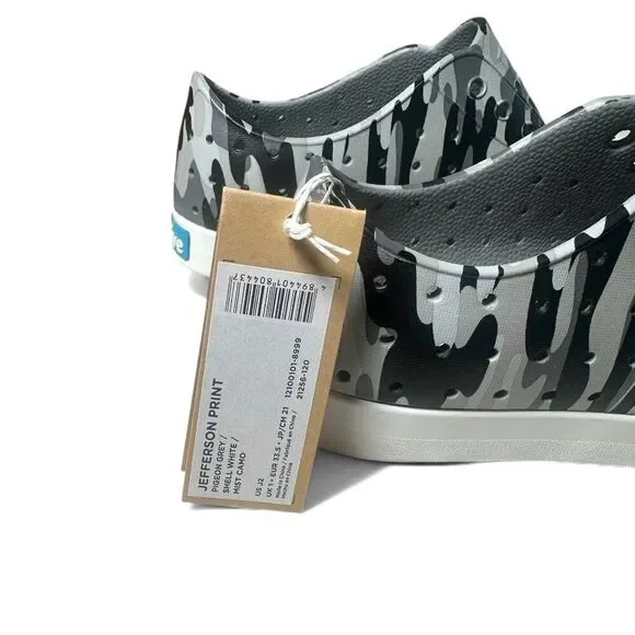 Native Jefferson Kids Slip-On Water Shoes PIGEON GREY MIST CAMO J2 Lightweight - Picture 6 of 10